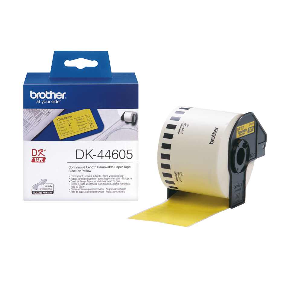 [4977766635158] 4977766635158 Brother Yellow 62mmx30.48m Roll PTouch QL-500/550/650TD