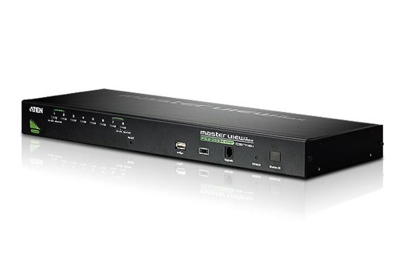[4710423775312] 4710423775312 Aten Rackmount KVM Switch 8 Port VGA PS/2-USB, 2x Custom KVM Cables Included, Broadcast Mode, Daisy Chainable for up to 256 Devices