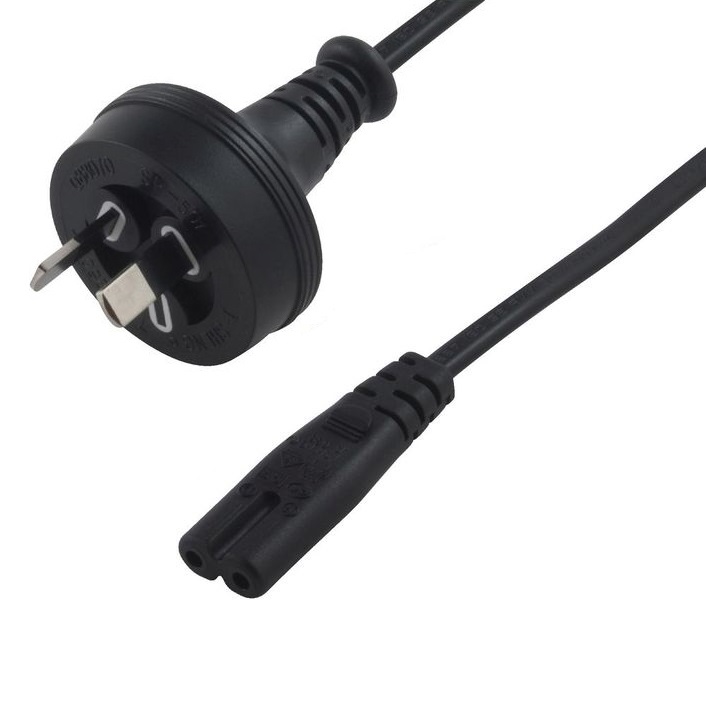 [9341756005538] 9341756005538 8Ware 2 Pin Core Power Cable 2m AU Plug 240v to IEC C7 figure eight Female Appliance Wall Duty for Notebook AC Adaptor POS OEM ~CBPOW-2C HPL240/8B