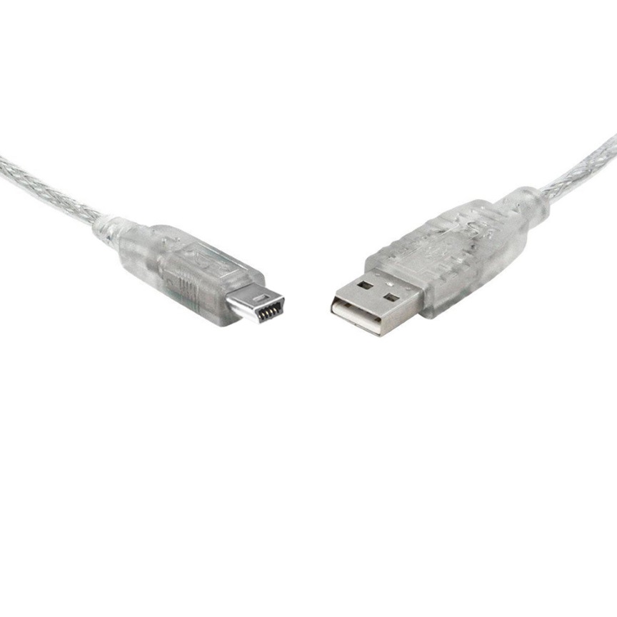 [9341756008850] 8Ware USB 2.0 Cable 1m A to Mini-USB B Male to Male Transparent