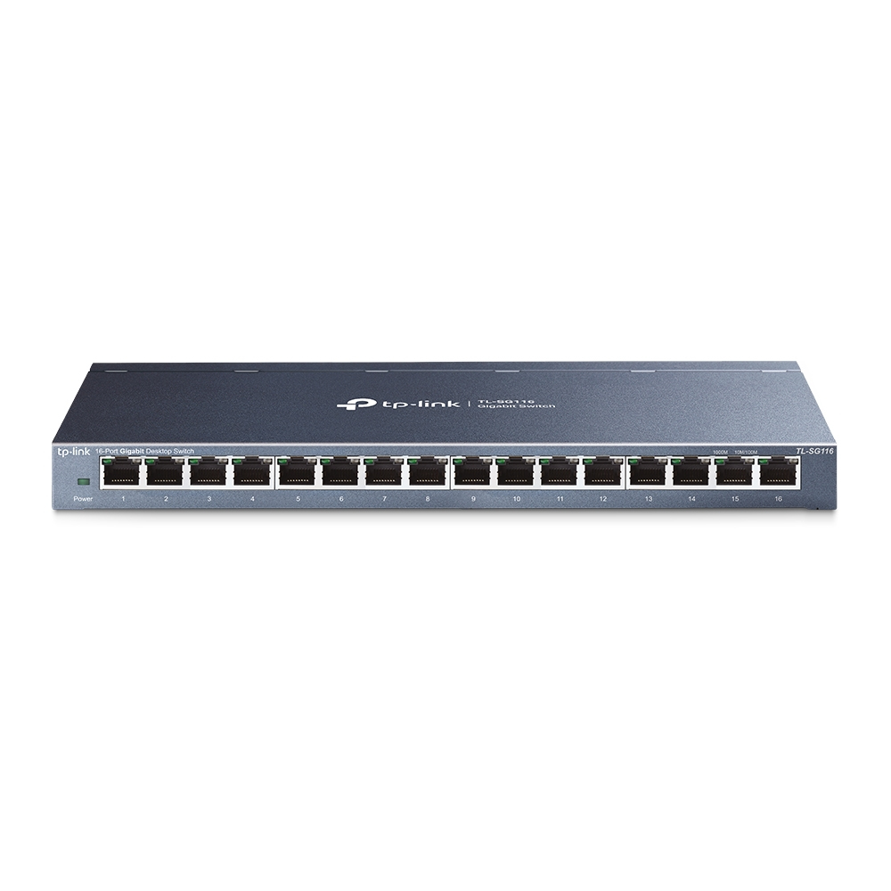[6935364084325] 6935364084325 TP-Link TL-SG116 16-Port Gigabit Unmanaged Desktop/Wall Mounting Switch 32Gbps Capacity 23.81Mpps 8K MAC 4.1Mb Buffer Fanless