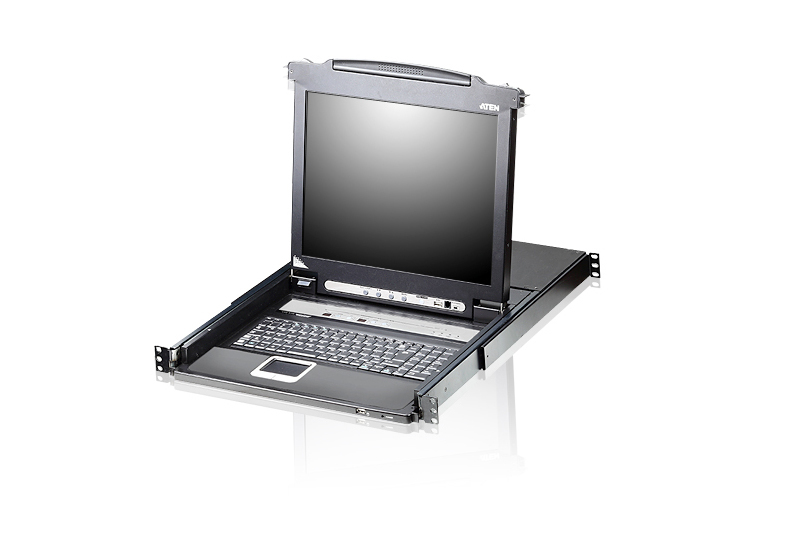[4719264642449] 4719264642449 Aten Rackmount KVM Switch Single Rail 8 Port VGA PS/2-USB w/ 17" LCD Display, 2x Custom KVM Cables, 1280x1024@75hz Display, LED Illumination