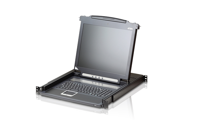 [4719264642463] 4719264642463 Aten Rackmount Single Rail LCD Console VGA PS/2-USB w/ 19" LCD Display, 1x Custom KVM Cable Included, 1280x1024@75hz Display, LED Illumination