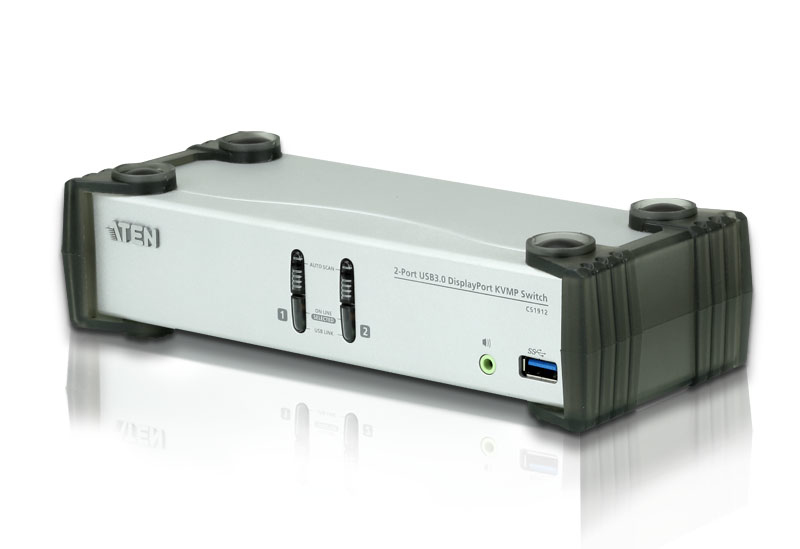 [4719264645037] 4719264645037 Aten Desktop KVMP Switch 2 Port Single Display DisplayPort w/ audio, Cables Included, 2x USB Port, Selection Via Front Panel