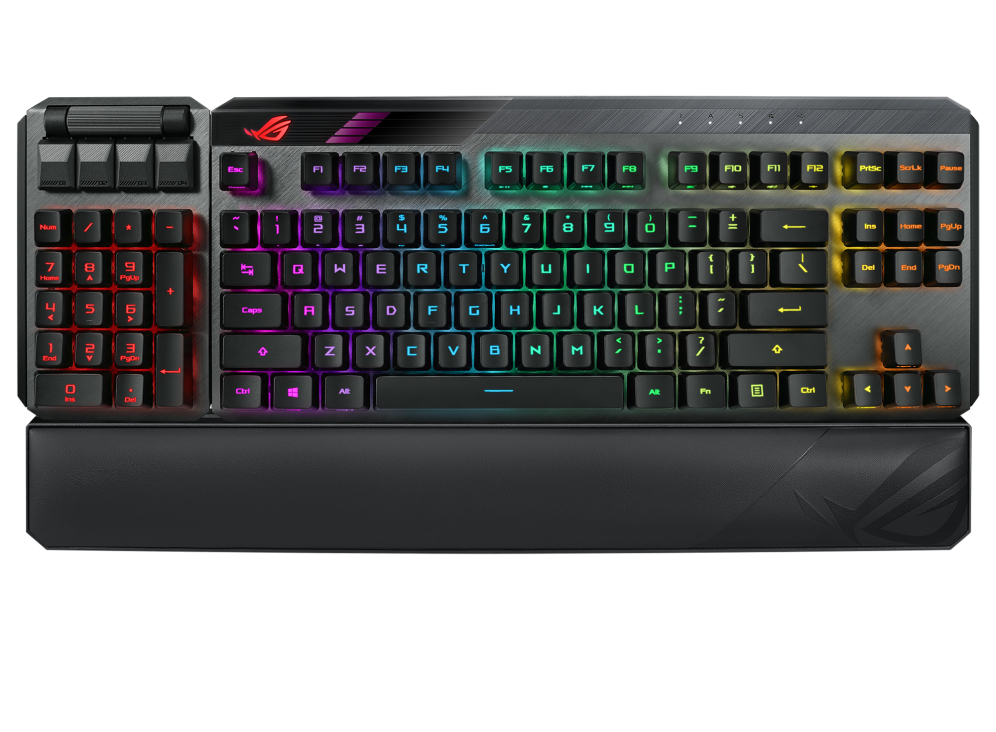 [4711081047230] 4711081047230 ASUS ROG CLAYMORE II Red Modular TKL 80%/100% Gaming Mechanical Keyboard, ROG RX Optical Switches, Detachable Numpad, Wired/Wireless Mode, 43 Hours