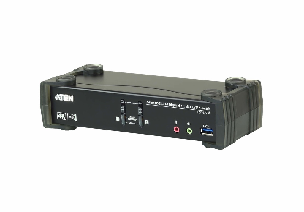 [4719264645822] 4719264645822 Aten Desktop KVMP Switch 2 Port Single to Dual Display 4k DisplayPort MST w/ audio, Cables Included, 2x USB Port, Selection Via Front Panel
