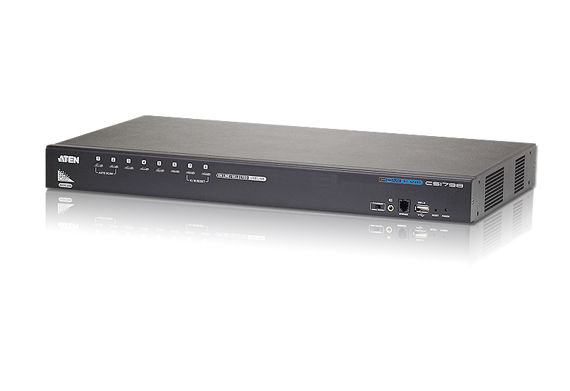 [4719264641596] 4719264641596 Aten Desktop KVM Switch 8 Port Single Display HDMI w/ Audio, 2x Custom KVM Cables Included, Cascadable Up to 512 Computers via 3 Levels, Multi Display