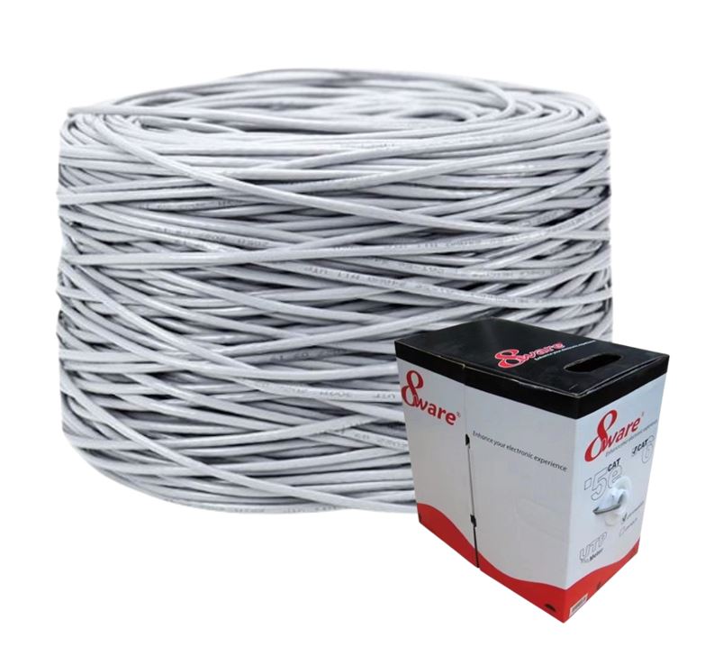 [9341756009680] 9341756009680 8ware CAT6 UTP Cable 305m Roll - Grey White Full 0.55mm Copper UTP stranded Ethernet LAN Network 24AWG 0.55cu 2x4p pvc Jacket