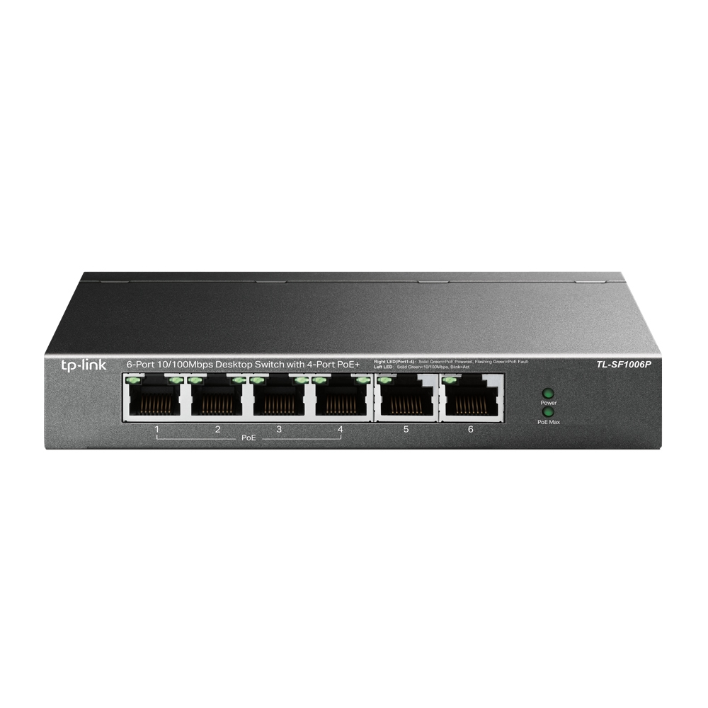 [6935364030933] 6935364030933 TP-Link TL-SF1006P 6-Port 10/100Mbps Desktop Switch with 4-Port PoE+, Up To 67W For all PoE Ports, Up To 30W Each PoE Port
