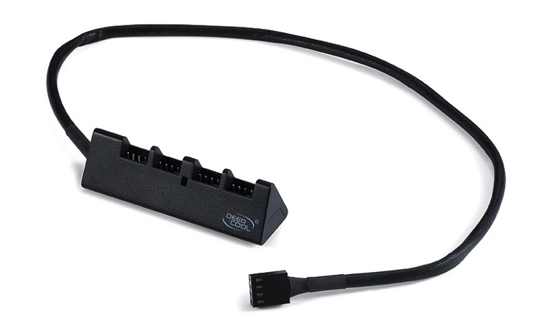 [6933412795995] DeepCool FH-04 4 Port Fan Hub, Compatible With 12V 3PIN/4PIN Fans, 550mm, Extend Up To 4 Fans