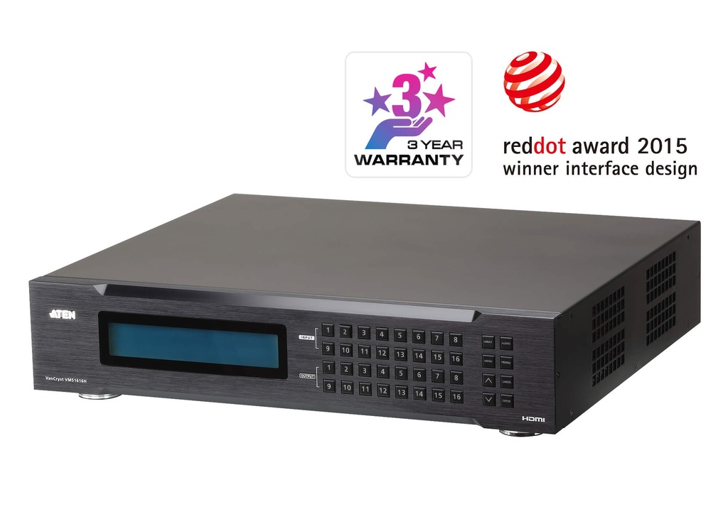 [VM51616H-AT-U] Aten Professional Matrix 16x16 HDMI Matrix with Scaler, Seamless Switch, control via front-panel pushbuttons