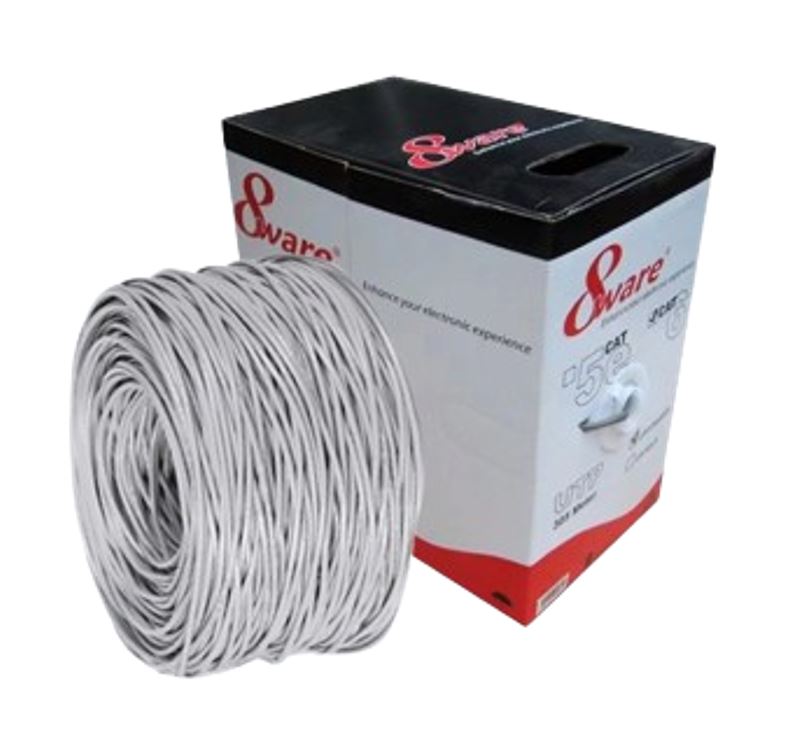 [9341756009697] 9341756009697 8Ware Cat5E Solid Copper Cable Roll on Box 100m with Dispenser 24AWG 4 Pairs Blue