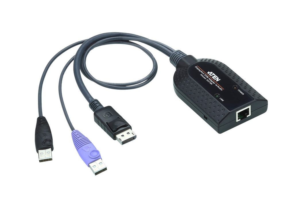 [4719264647277] Aten KVM Cable Adapter with RJ45 to DisplayPort (w/ Audio Signal)  USB to suit KM and KN series