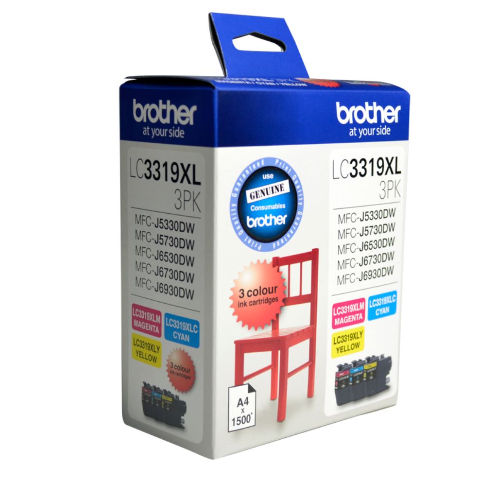 [4977766769525] Brother LC-3319XL  Colour Value Pack 1X Cyan 1X Magenta 1X Yellow-MFC-J5330DW/J5730DW/J6530DW/J6730DW/J6930DW - up to 3000 P