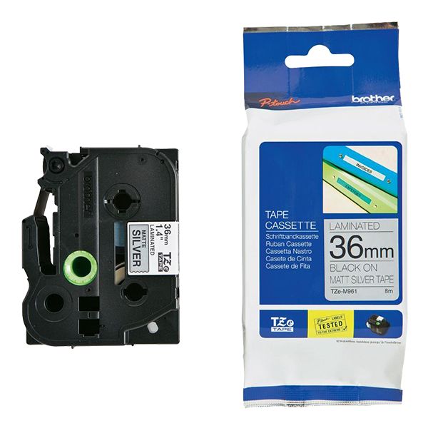 [4977766684057] Brother 36mm Black on Silver MATT TZE Tape