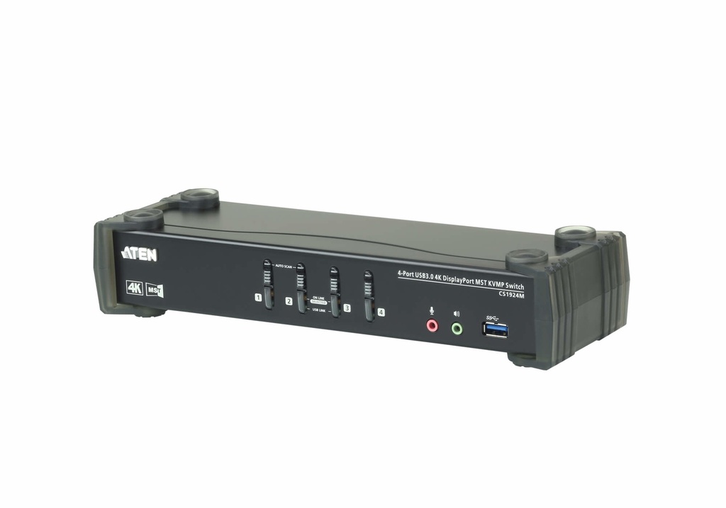 [4719264645839] 4719264645839 Aten Desktop KVMP Switch 4 Port Single to Dual Display 4k DisplayPort MST w/ audio, Cables Included, 2x USB Port, Selection Via Front Panel