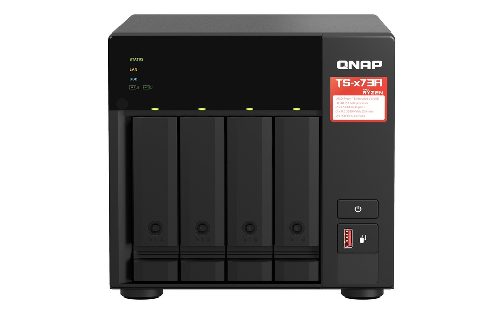 [4713213518847] 4713213518847 QNAP TS-473A-8G 4 Bay NAS 8G DDR4 AMD V1500B quad-core 2.2 GHz processor 2x M.2 2280 PCIe Gen3 x1 slots Hot-swappable 3xUSB 3.2 3YR WTY
