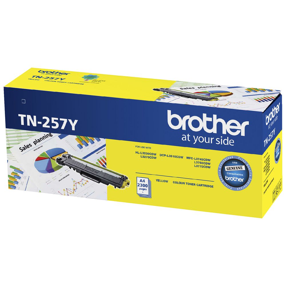 [4977766791489] Brother TN-257Y Yellow High Yield Toner Cartridge to Suit -  HL-3230CDW/3270CDW/DCP-L3015CDW/MFC-L3745CDW/L3750CDW/L3770CDW (2,300 Pages)