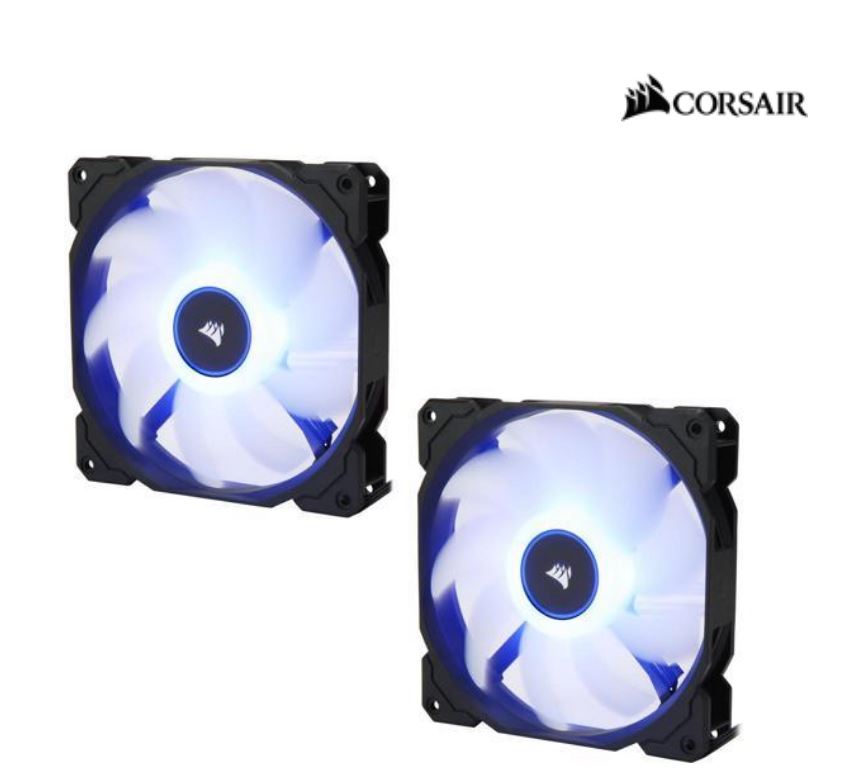 [843591018883] 843591018883 Corsair Air Flow 140mm Fan Low Noise Edition / Blue LED 3 PIN - Hydraulic Bearing, 1.43mm H2O. Superior cooling performance. TWIN Pack! (LS)