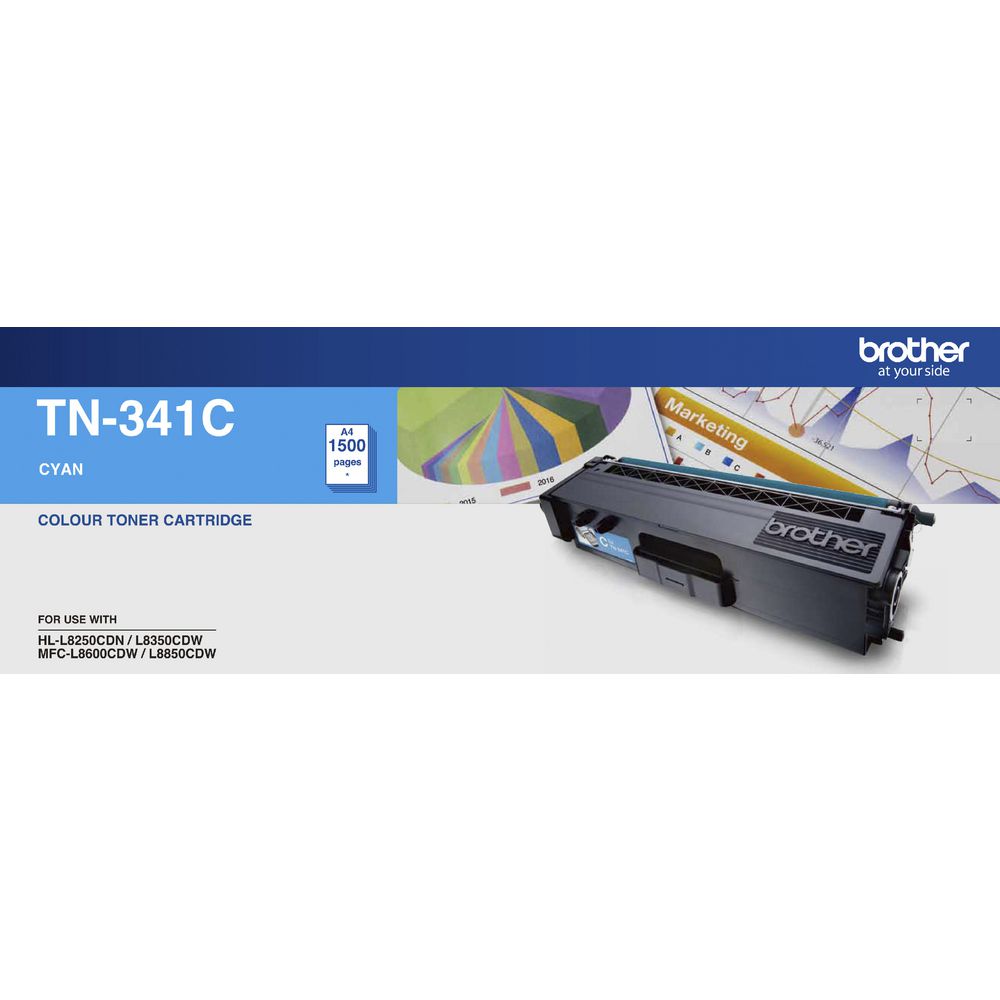 [4977766733953] Brother TN-341C Colour Laser Toner- Standard Cyan, HL-L8250CDN/8350CDW MFC-L8600CDW/L8850CDW - 1500Pages