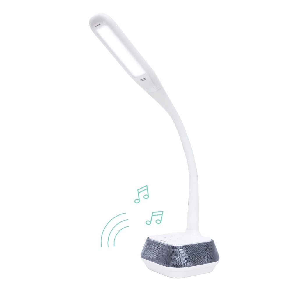 [9346396002077] 9346396002077 (LS) mbeat® actiVIVA LED Desk Lamp with Bluetooth Speaker - 12V 1.5A 5W/LED illumination Switches/Warm Cool Modes/Rubberized Flexible Neck/Touch Sensi