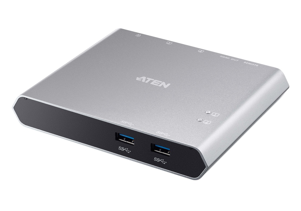[4719264648991] 4719264648991 Aten Sharing Switch 2x2 USB-C, 2x Devices, 2x USB 3.2 Gen2 Ports, Power Passthrough, Remote Port Selector, Plug and Play