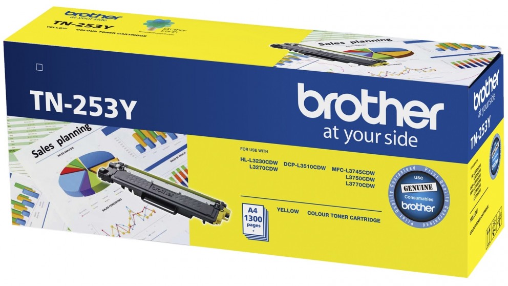 [4977766791069] Brother TN-253Y Yellow Toner Cartridge to Suit -  HL-3230CDW/3270CDW/DCP-L3015CDW/MFC-L3745CDW/L3750CDW/L3770CDW (1,300 Pages)