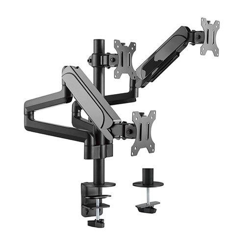 [6956745162401] 6956745162401 Brateck Triple Monitors Pole-Mounted Gas Spring Monitor Arm Fit Most 17"-27" Monitors Up to 7kg per screen VESA 75x75/100x100