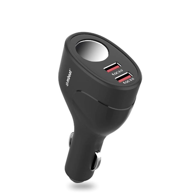 [9346396002343] mbeat®  Gorilla Power Dual Port QC3.0 Car Charger and Cigarette Lighter Extender features built-in over heat Package Weight: 70g