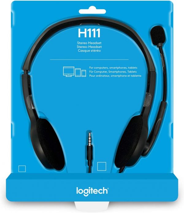 [97855112873] Logitech H111 Strereo Headset (Single 3.5mm Jack) Cable length: 7.71 ft (2.35 m)  2-Year Limited Hardware Warranty