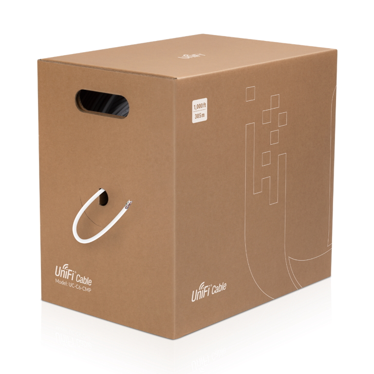 [810354026201] Ubiquiti UniFi Cable Cat6 CMP, 305m Length Category 6 UTP (Unshielded Twisted Pair), Plenum (CMP)-rated, fire-resistant jacket, Anti-crosstalk divider