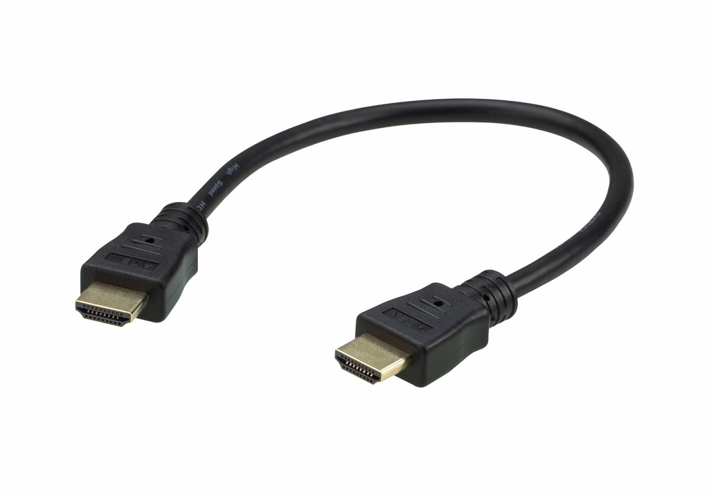 [4719264646386] 4719264646386 Aten 0.3m 4K HDMI High Speed Ethernet cable, supports up to 4096 x 2160 @ 60Hz, High quality tinned copper wire with Gold-plated connectors