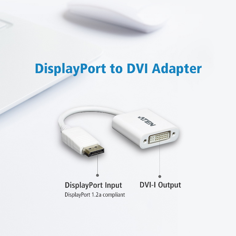 [4719264643705] *PROMO* SOH only* Aten DisplayPort to DVI Adapter, Converts DisplayPort signals to DVI output, DisplayPort 1.2 a compliant, Supports VGA, SVGA, XGA,