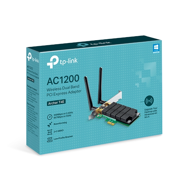 [6935364089931] TP-Link Archer T4E AC1200 Wireless Dual Band PCIe Adapter, 867Mbps @ 5Ghz, 300Mbps @ 2.4Ghz