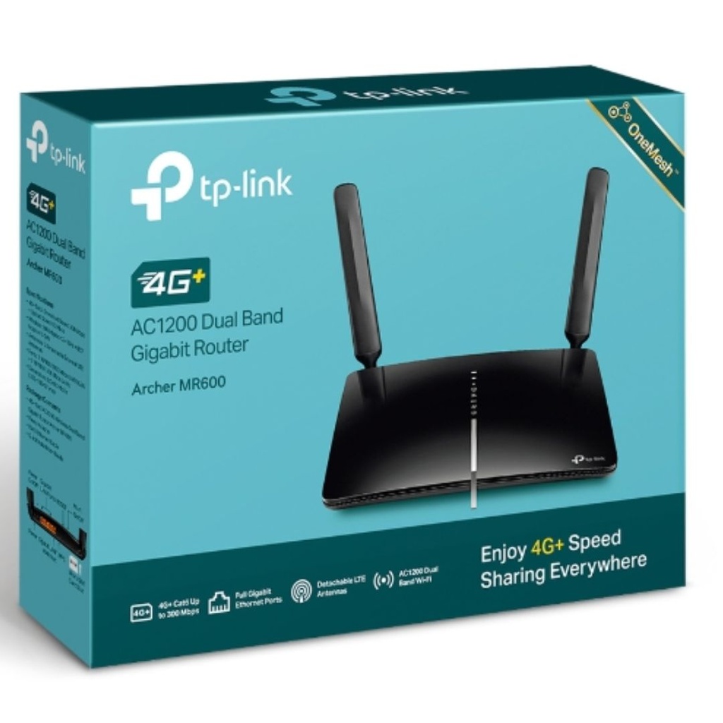 [6935364089832] TP-Link Archer MR600 4G+ Cat6 AC1200 Wireless Dual Band Gigabit Router OneMesh 300Mbps@2.5Ghz 867Mbps@5Ghz, 4G+ SIM Slot, 2 Detach. LTE Antennas