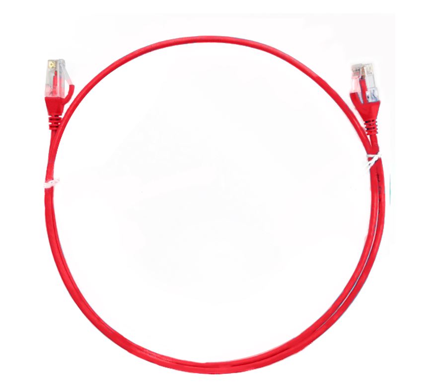 [754523500027] 754523500027 8ware CAT6 Ultra Thin Slim Cable 2m / 200cm - Red Color Premium RJ45 Ethernet Network LAN UTP Patch Cord 26AWG for Data