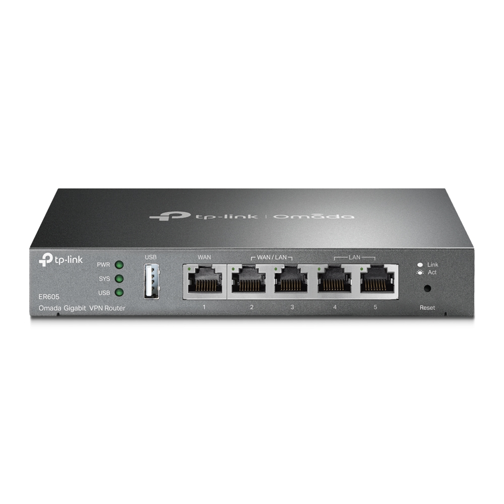 [6935364089597] 6935364089597 TP-Link TL-ER605 (TL-R605) SafeStream Gigabit Multi-WAN VPN Router PPPoE 1 WAN 3 Changeable WAN/LAN Ports 10BASE-T, Centralised Cloud, Omada