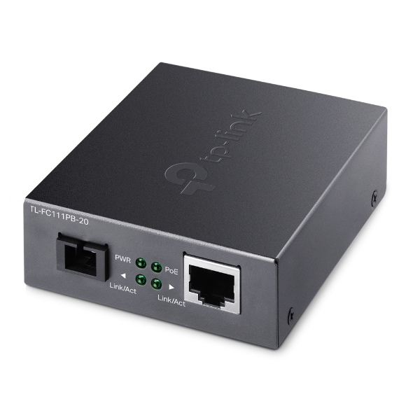 [4897098683064] TP-Link TL-FC111PB-20 10/100Mbps WDM Media Converter with 1-Port PoE - IEEE 802.3u, 20KM, 1310 nm TX, 1550 nm RX