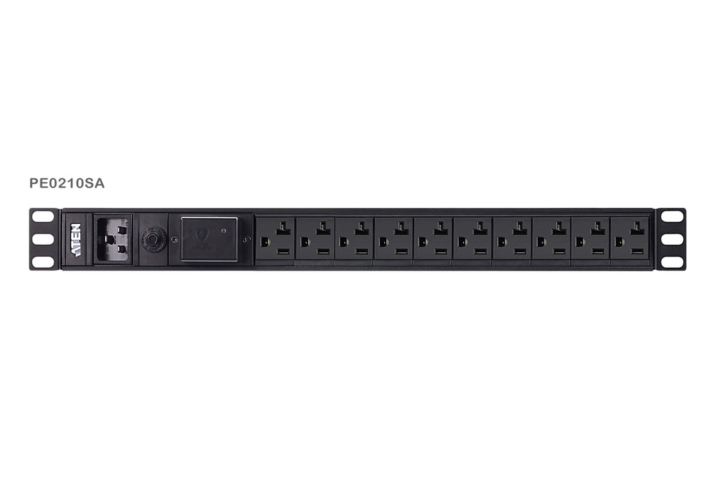 [4719264648373] 4719264648373 Aten 10-Port 15A Power Distrubition Unit - Basic PDU, 1U Rack Mount Design, 10x C13 AC Outputs, Overload protection (PE0210SG)