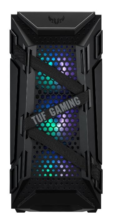 [4718017521734] 4718017521734 ASUS GT301 TUF Gaming Case Black ATX Mid-Tower Tempered Glass Compact Case, Honeycomb Panel, 4 Total Pre-Installed 120mm Fans 3x ARGB + 1x