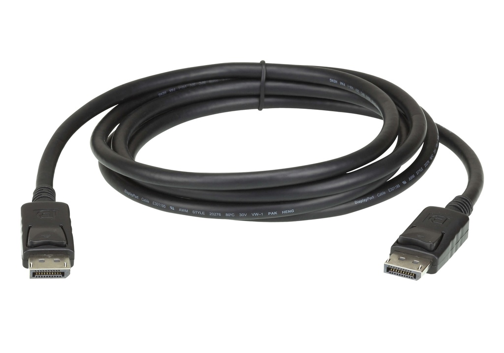 [4719264649684] Aten 4.6m DisplayPort Cable, supports up to 4K (3840 x 2160 @ 60Hz), DP 1.2, High Bit Rate 3 (HBR3) bandwidth of 21.6 Gbps