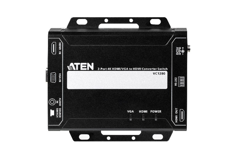 [4719264648458] Aten Professional Converter Switch 2 Port 4K HDMI/VGA to HDMI Converter Switch, supports control via RS232 terminal or auto to new source