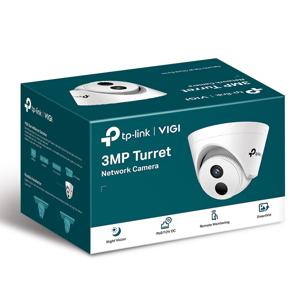 [6935364072315] TP-Link VIGI 3MP C400HP-2.8 Turret Network Camera, 2.8mm Lens, Smart Detection, Smart IR, WDR, 3D NDR, Night Vision, H.265+, PoE/12V DC 2YWT