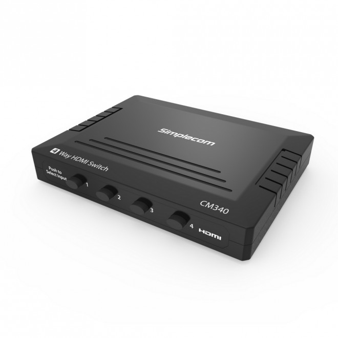 [9350414001072] 9350414001072 Simplecom CM340 Mechanical 4 Way HDMI Switch Box 4 Port 4K UHD HDCP