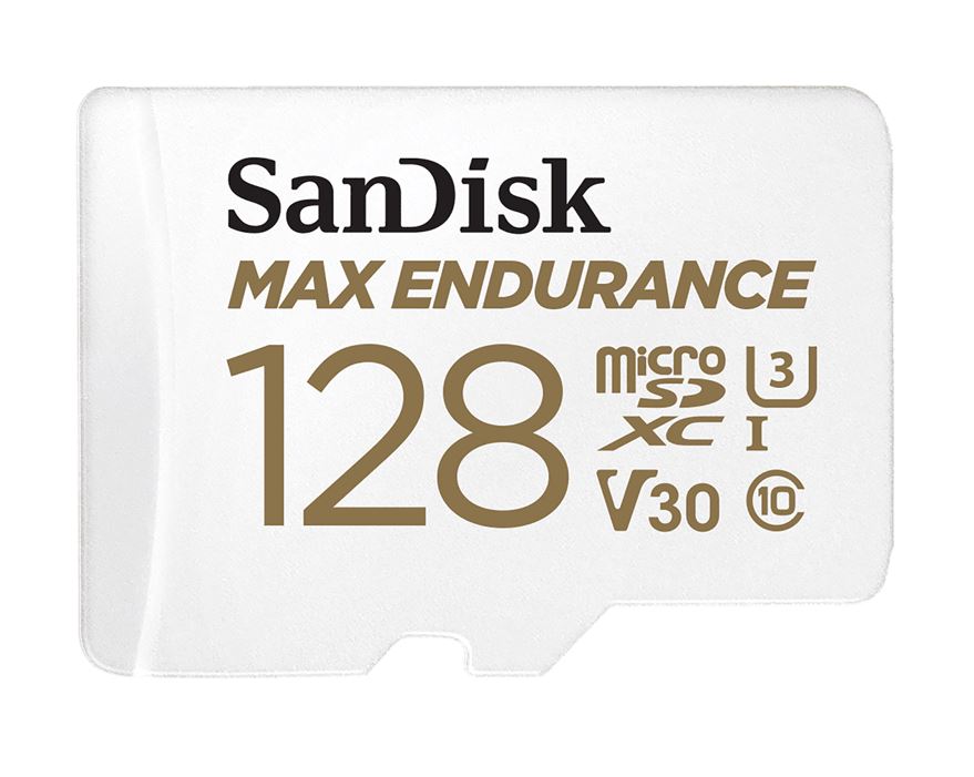 [619659178529] SanDisk Max Endurance 128GB microSD 100MB/s 40MB/s 20K hrs 4K UHD C10 U3 V30 -40°C to 85°C Heat Freeze Shock Temperature Water X-ray Proof SD Adapter