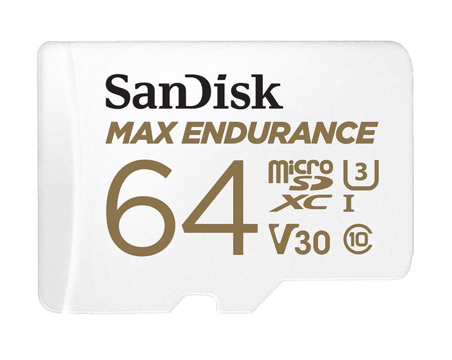 [619659178505] SanDisk Max Endurance 64GB microSD 100MB/s 40MB/s 20K hrs 4K UHD C10 U3 V30 -40°C to 85°C Heat Freeze Shock Temperature Water X-ray Proof SD Adapter