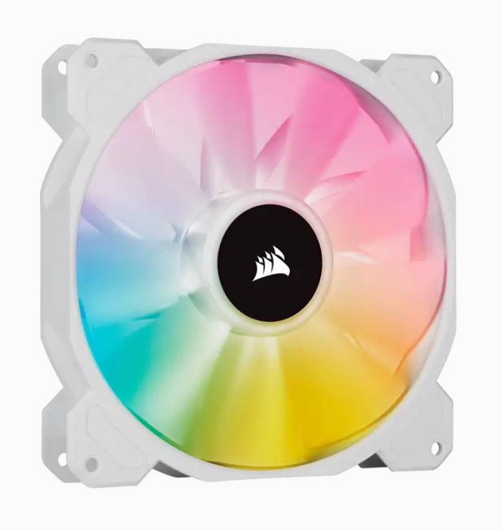 [840006637783] Corsair White SP140 RGB ELITE, 140mm RGB LED Fan with AirGuide, Single Pack