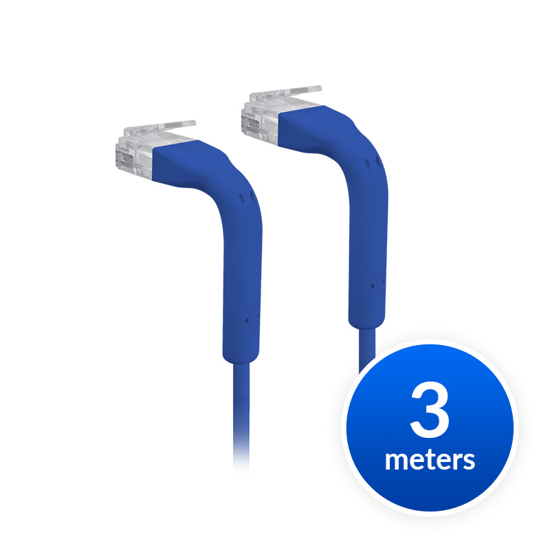 [810010071576] 810010071576 Ubiquiti UniFi Patch Cable Single Unit, 3m, Blue, End Bendable to 90 Degree, RJ45 Ethernet Cable, Cat6, Ultra-Thin 3mm Diameter, 2Yr Warr