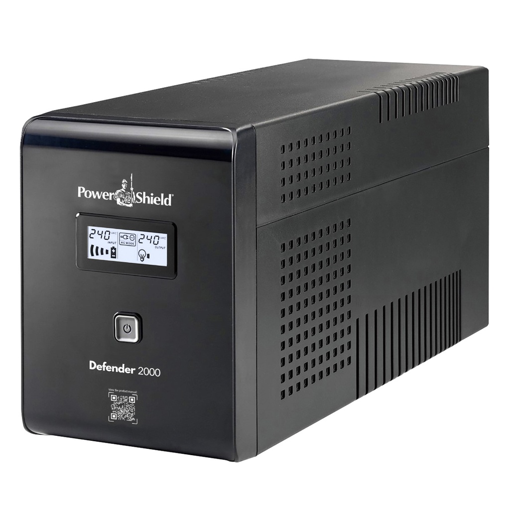 [9346909001191] PowerShield Defender 2000VA UPS, AVR, LCD display, 4 AUS sockets, user-replaceable batteries, 2-year warranty