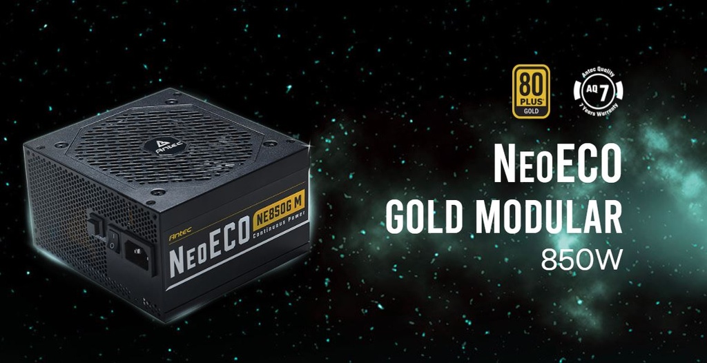 [761345117623] 761345117623 Antec NE 850w 80+ Gold, Fully-Modular, LLC DC, 1x EPS 8PIN, 120mm Silent Zero RPM, Japanese Caps, ATX Power Supply, PSU, 600w PCI-E 5.0 rdy, 5yr Wty